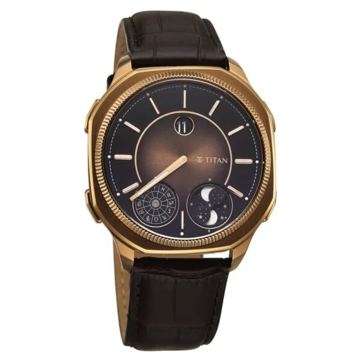 Titan Stellar Zodiac Analog with Dual Moonphase and Jumping Hour Men Watch 10053QL01