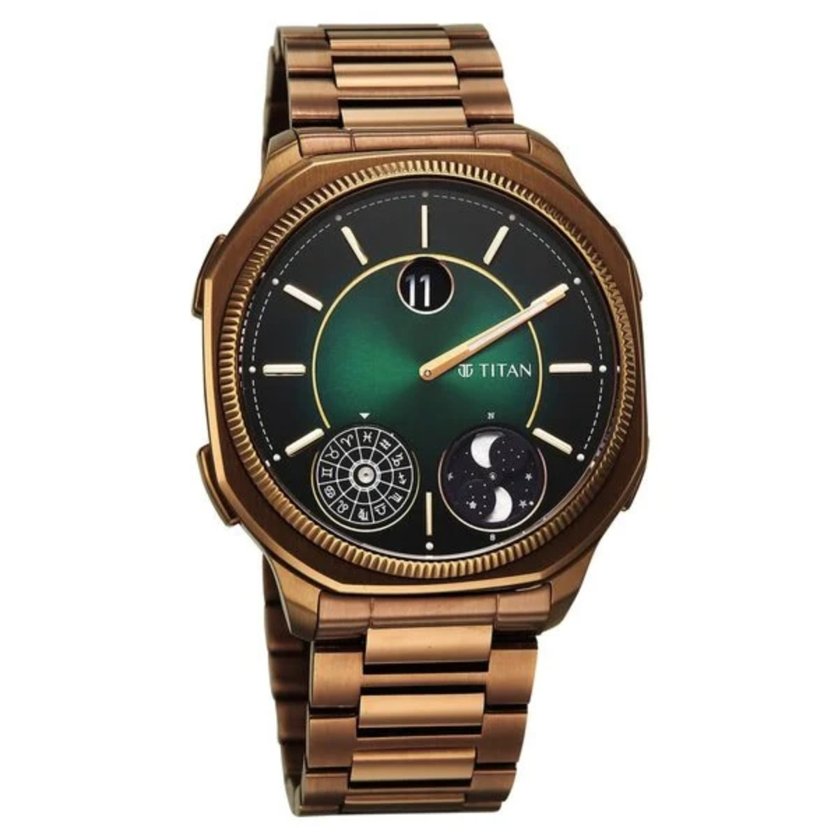 Titan Stellar Jumping Hour Micromotors Zodiac Analog with Dual Moonphase Men Watch 10053QM01