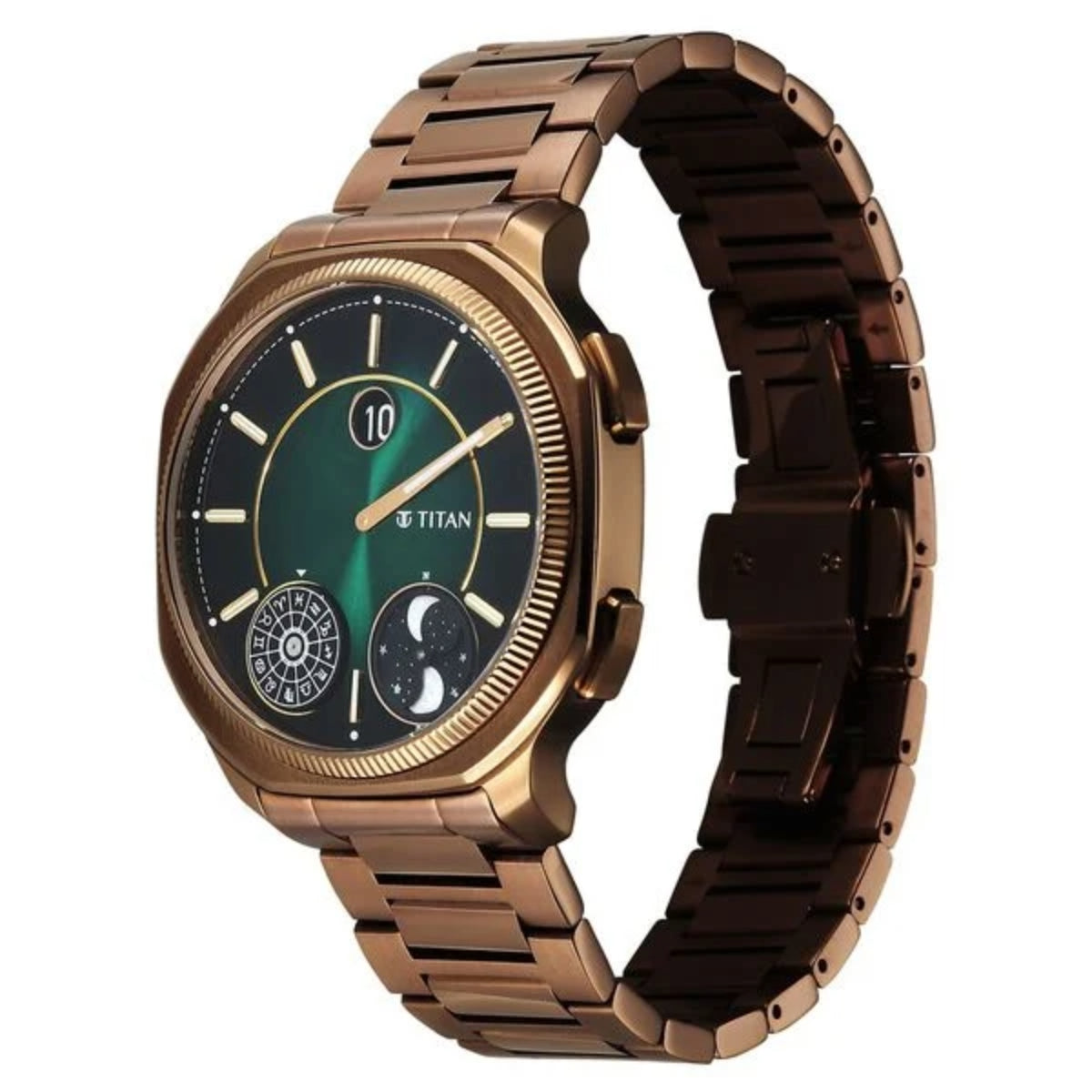 Titan Stellar Jumping Hour Micromotors Zodiac Analog with Dual Moonphase Men Watch 10053QM01