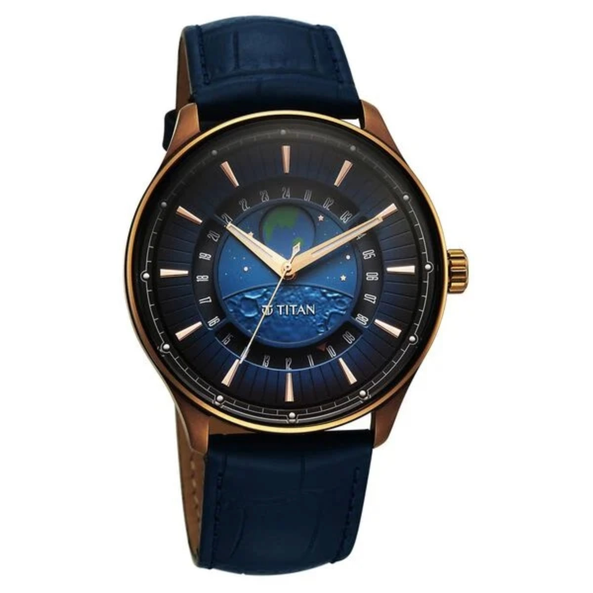 Titan Stellar Analog with Earth Disc and Blue Dial Men Watch 1890QL01
