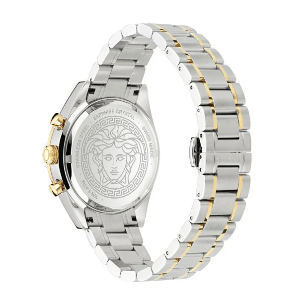 Versace Unisex V-Code Chrono Silver Round Dial Analog Watch - VE0CA0224