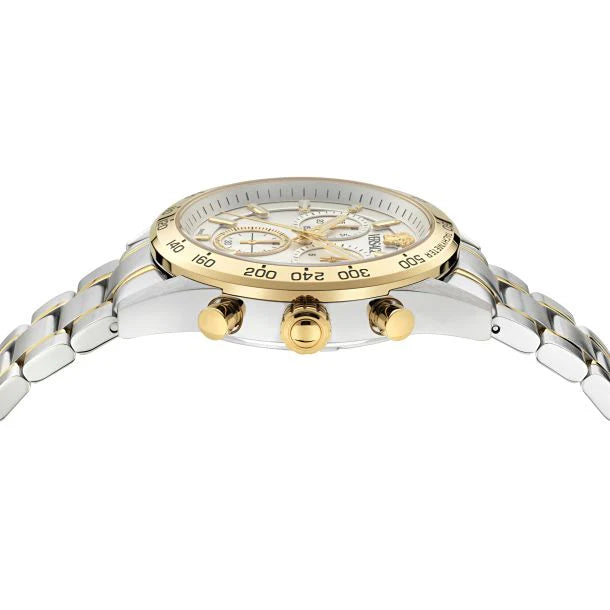 Versace Unisex V-Code Chrono Silver Round Dial Analog Watch - VE0CA0224
