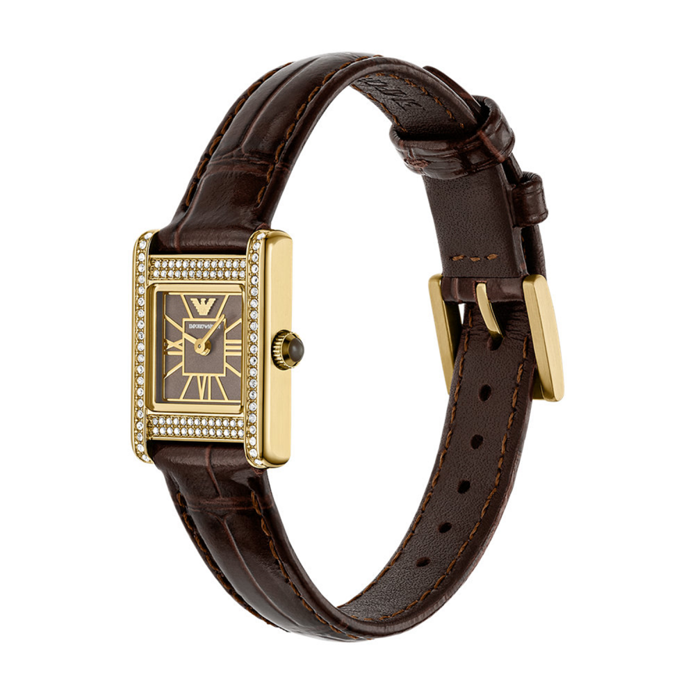 Emporio Armani Brown Rectangular Dial Analog Women Watch AR11705