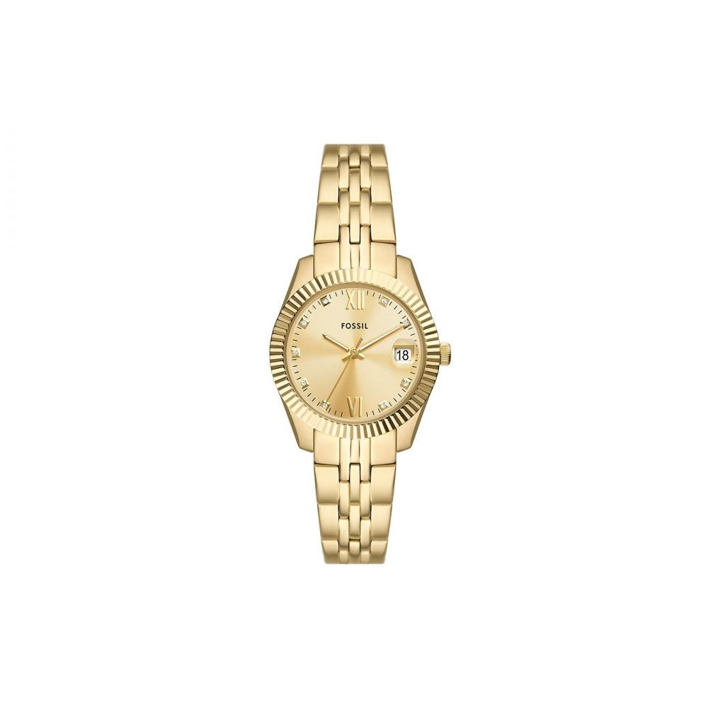 Fossil Scarlette Quartz Gold Dial Analog Stainless Steel Women Watch ES5338