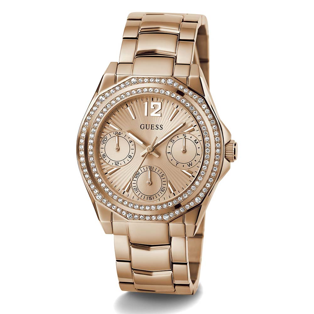 GUESS Ritzy Rose Gold Dial Chronograph Women Watch GW0685L3