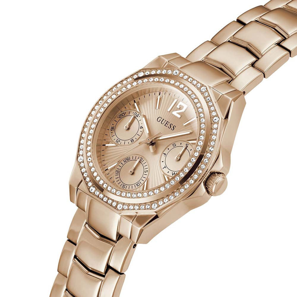 GUESS Ritzy Rose Gold Dial Chronograph Women Watch GW0685L3
