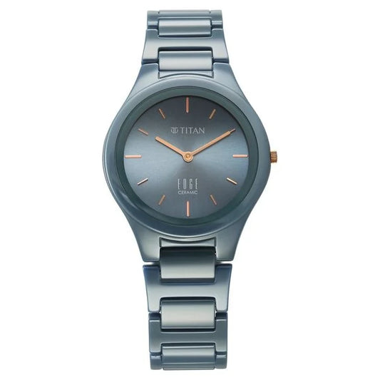 Titan Edge Ceramic Quartz Analog Blue Dial Watch For Women - NT2653QC07