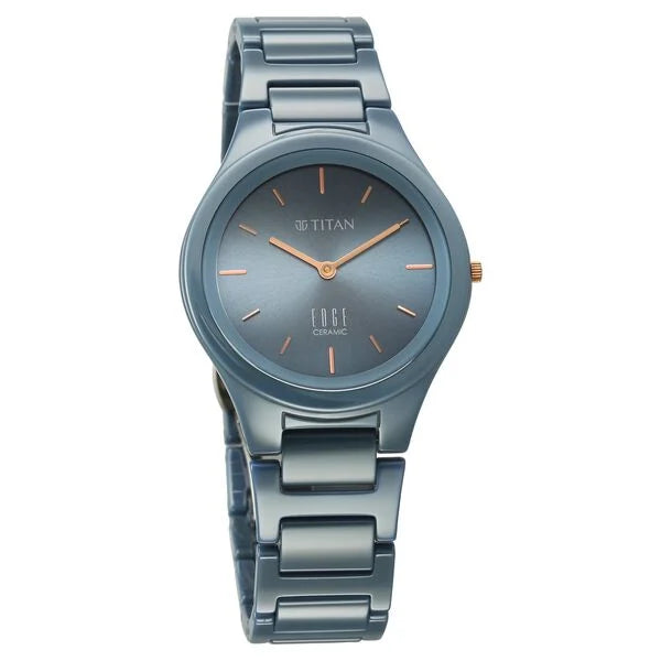 Titan Edge Ceramic Quartz Analog Blue Dial Watch For Women - NT2653QC07