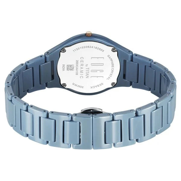 Titan Edge Ceramic Quartz Analog Blue Dial Watch For Women - NT2653QC07