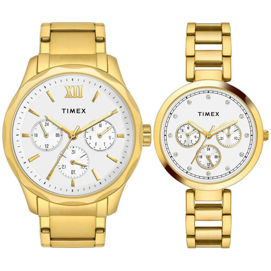 Timex Empera Pairs Silver Dial Round Case Multifunction Function Watch - TW00PR277