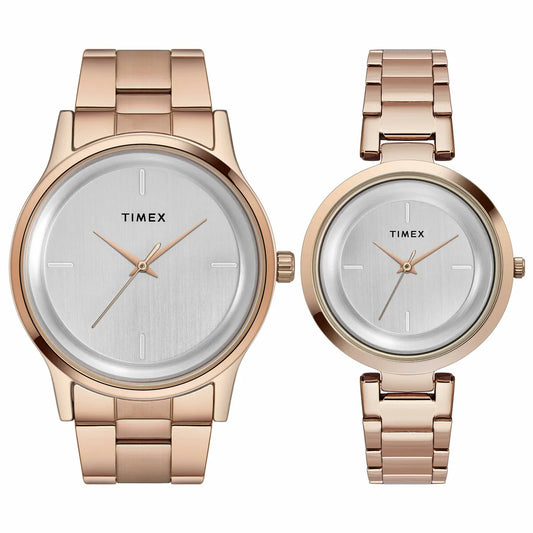 Timex Pair's Analog Silver Dial Stainless Steel Watch - TW00PR294