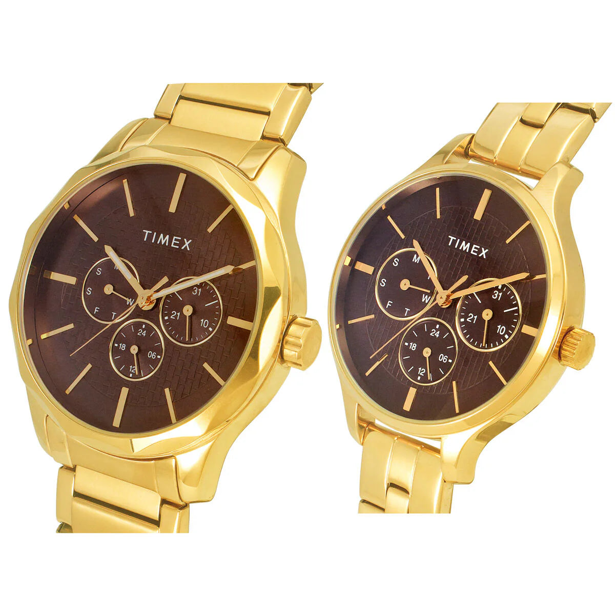 Timex Chronograph Brown Stainless Steel Couple Watch - TW00PR297