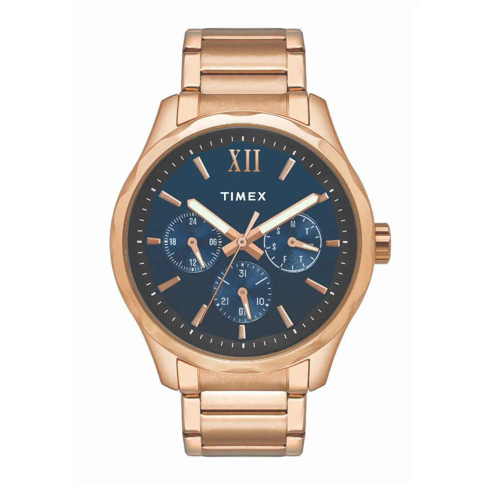 Timex Men's Quartz Blue Dial Multi-Function Stainless Steel Watch TW0TG7606