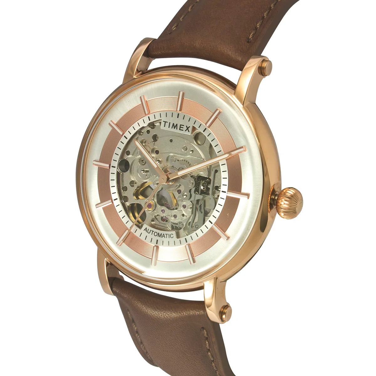 Timex E Class Men's Silver Dial Round Automatic Function Watch -TWEG16715