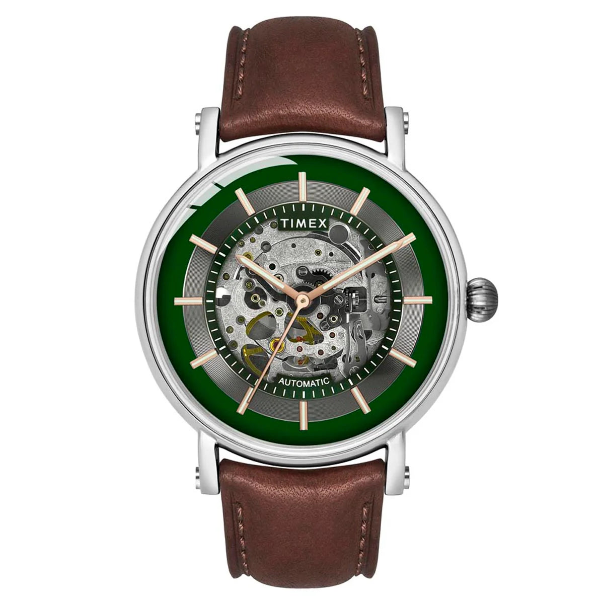 Timex E Class Men's Green Dial Round Case Automatic Watch TWEG16717