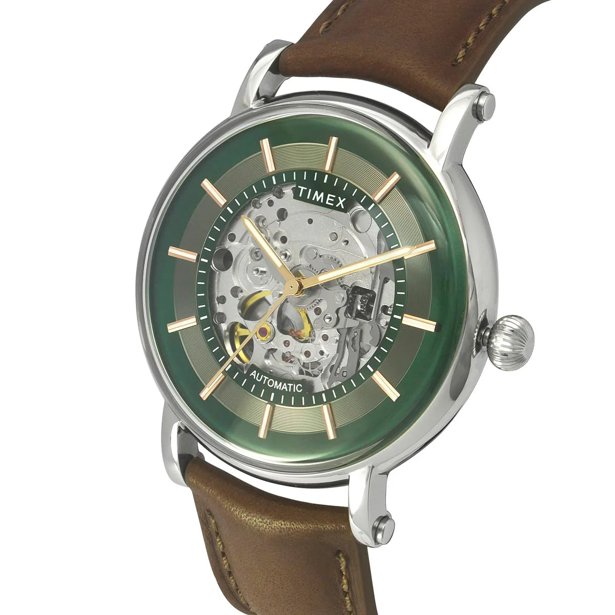 Timex E Class Men's Green Dial Round Case Automatic Watch TWEG16717