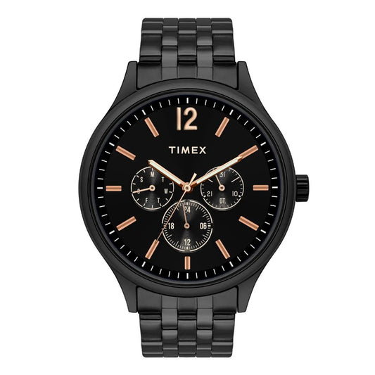 Timex Fashion Black Dial Round Case Multifunction Men's Watch - TWEG18405