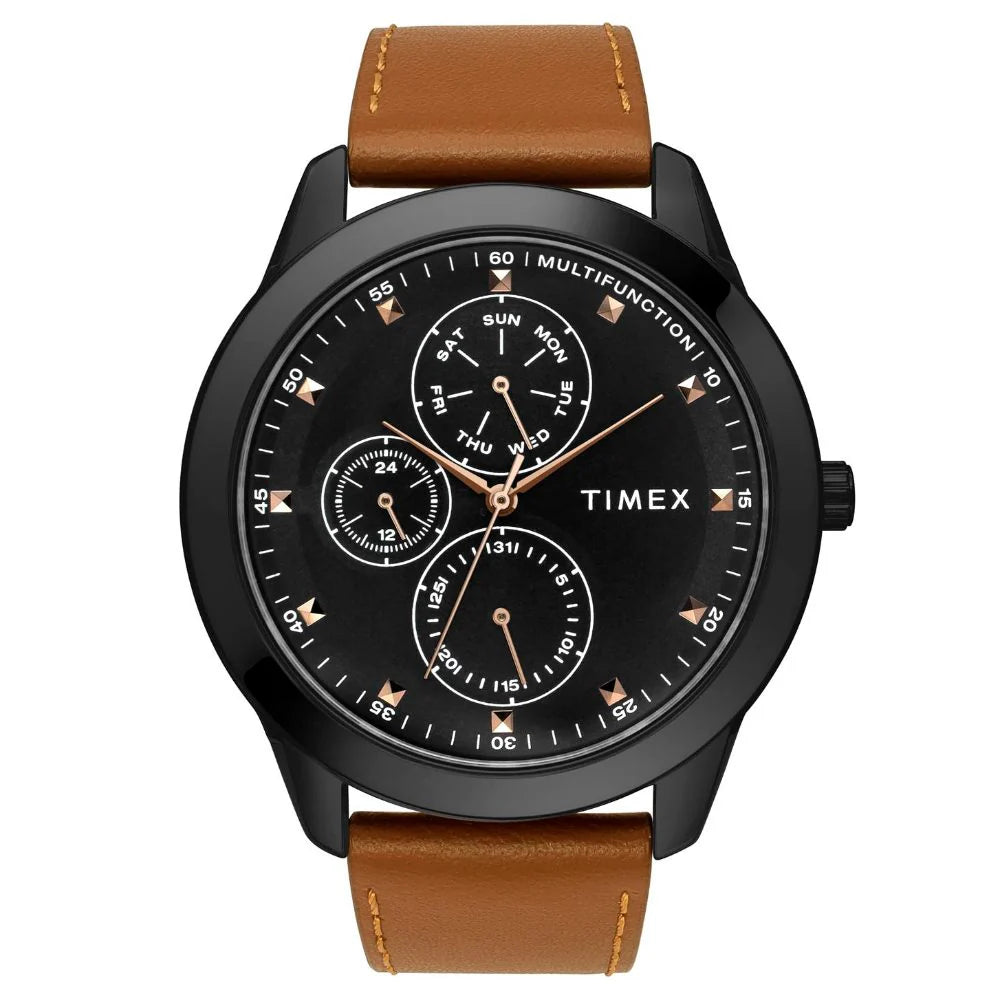 Timex Fashion Black Dial Round Case Multifunction Men's Watch - TWEG18505