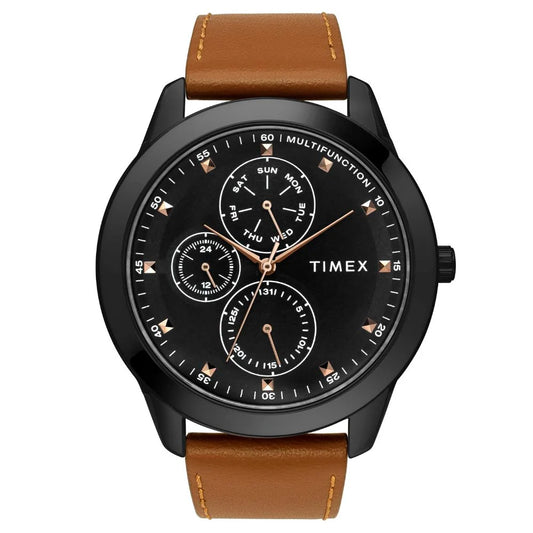 Timex Fashion Black Dial Round Case Multifunction Men's Watch - TWEG18505