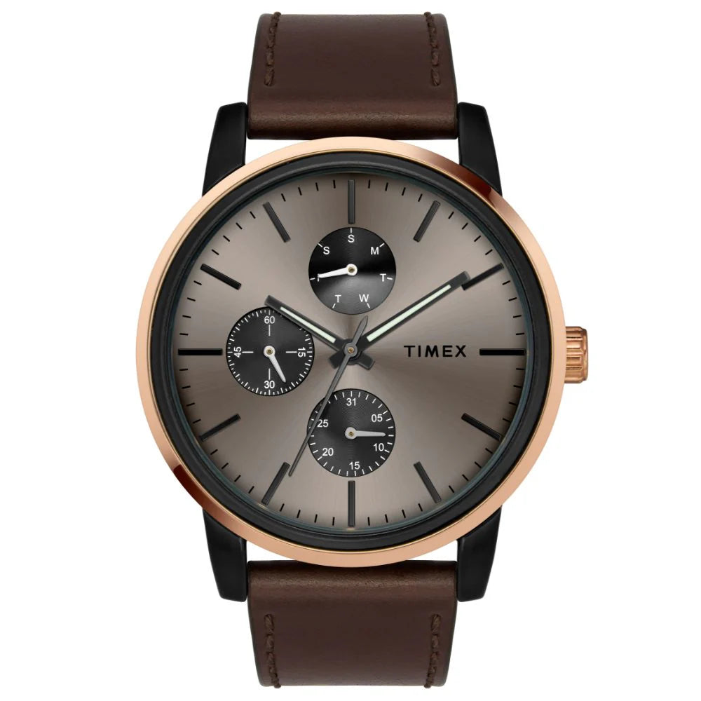 Timex Fashion Brown Dial Round Case Multifunction Men's Watch - TWEG18903
