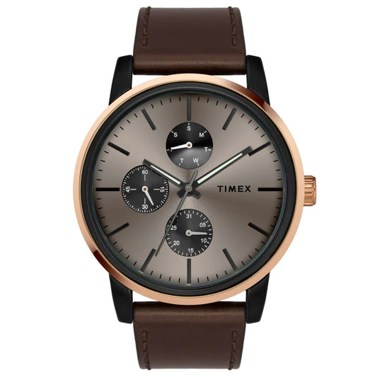 Timex Fashion Brown Dial Round Case Multifunction Men's Watch - TWEG18903