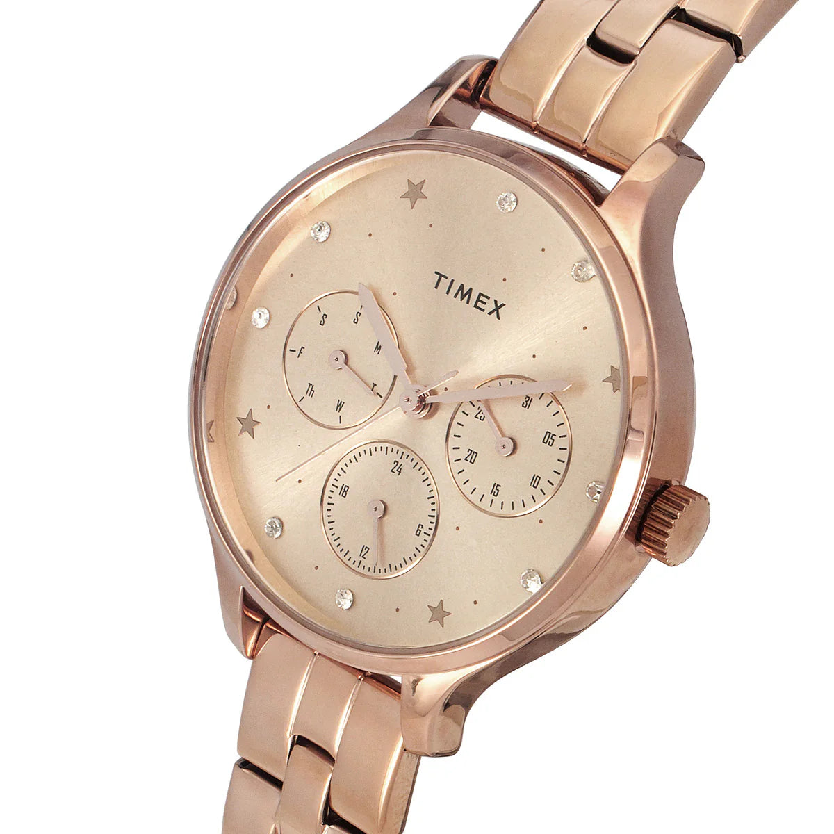 Timex Fashion Women's Rose Gold Round Multifunction Dial Watch -TWEL14814