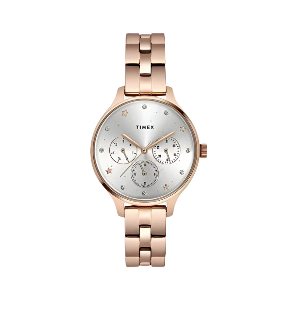 Timex Fashion Women's Silver Dial Round Case Multifunction Watch -TWEL14815