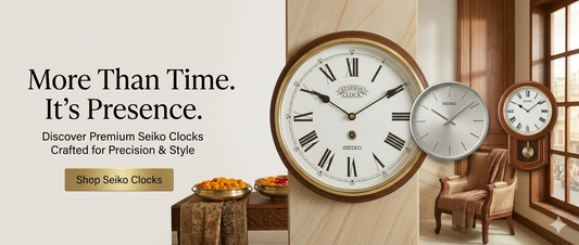 Seiko premium wall clock for home decor in India, modern luxury wall clock with silent sweep movement and elegant design