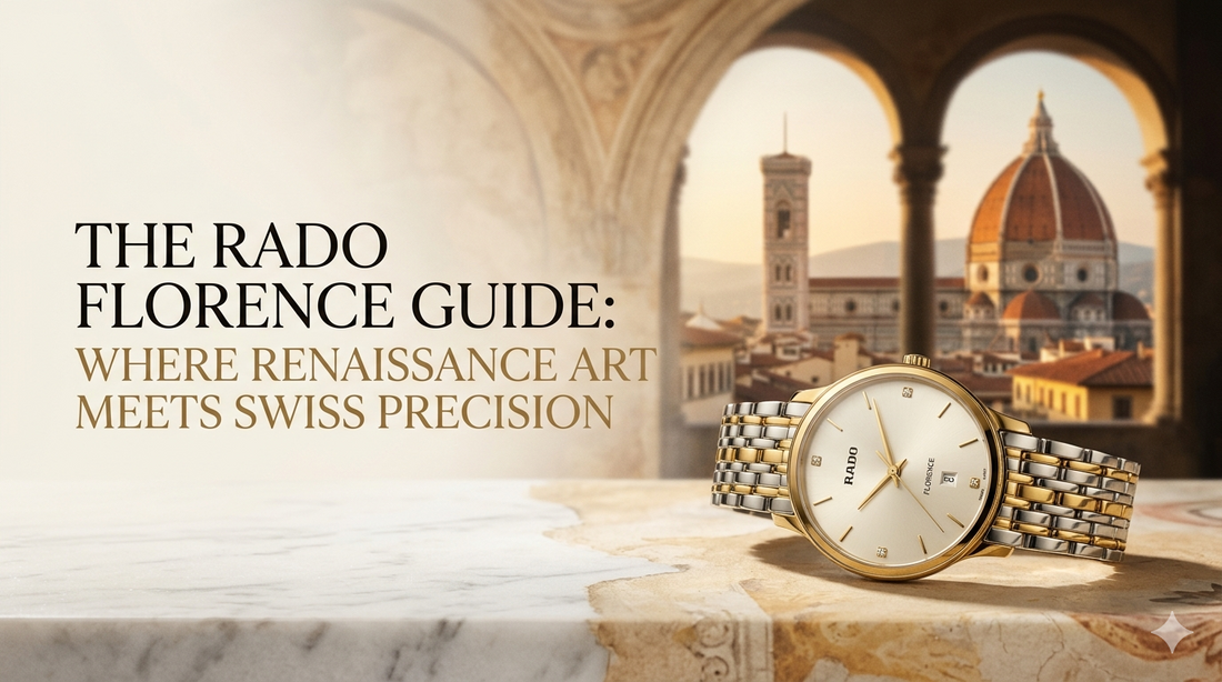 Rado Florence luxury Swiss watch inspired by Renaissance architecture in Florence Italy with elegant gold design