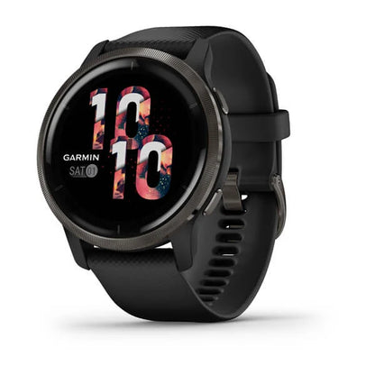 010-02430-71 GARMIN | Venu 2 - Slate St Steel Bezel Black Smart Watch