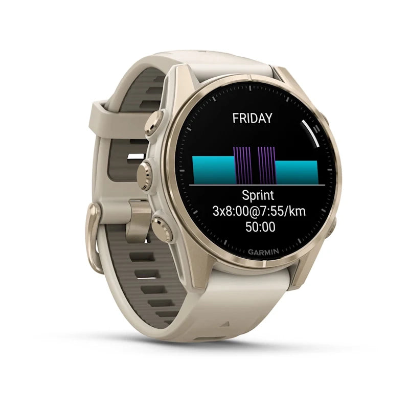 GARMIN Fenix 8 Soft Gold 43mm Case with Fog Grey/Dark Sandstone Silicone Band - 010-02903-18