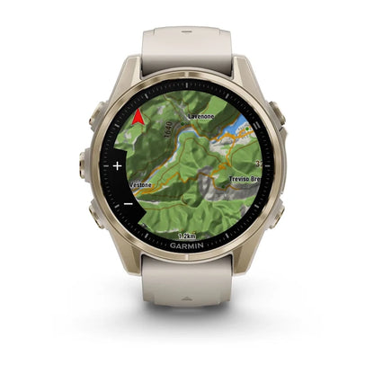 GARMIN Fenix 8 Soft Gold 43mm Case with Fog Grey/Dark Sandstone Silicone Band - 010-02903-18