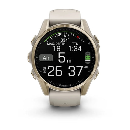 GARMIN Fenix 8 Soft Gold 43mm Case with Fog Grey/Dark Sandstone Silicone Band - 010-02903-18