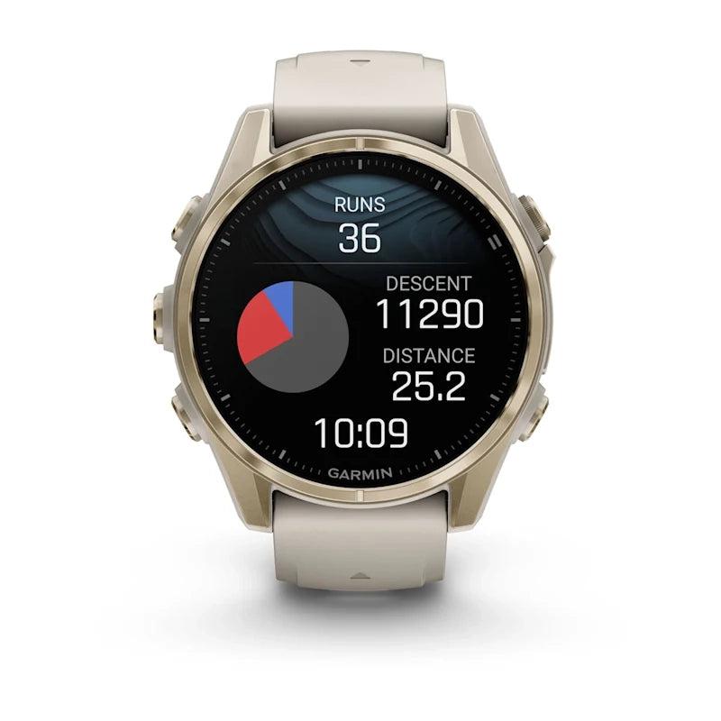 GARMIN Fenix 8 Soft Gold 43mm Case with Fog Grey/Dark Sandstone Silicone Band - 010-02903-18