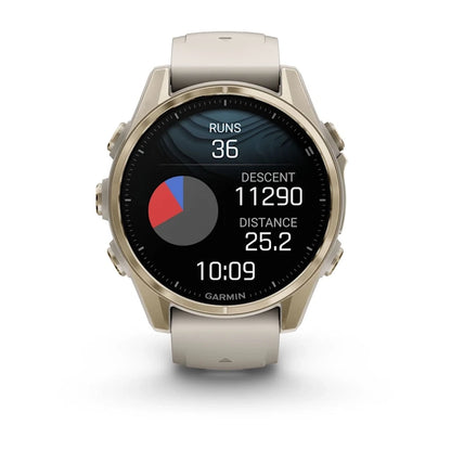 GARMIN Fenix 8 Soft Gold 43mm Case with Fog Grey/Dark Sandstone Silicone Band - 010-02903-18