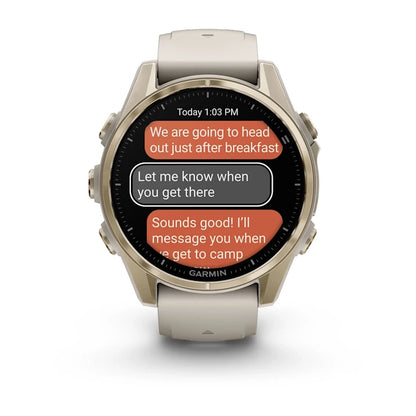 GARMIN Fenix 8 Soft Gold 43mm Case with Fog Grey/Dark Sandstone Silicone Band - 010-02903-18