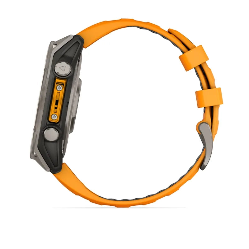 Fenix 8 47mm, AMOLED Sapphire, Titanium with Spark orange/graphite silicone Band