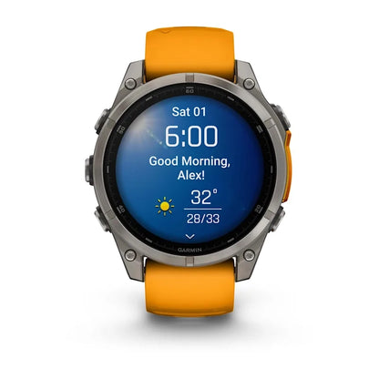 Fenix 8 47mm, AMOLED Sapphire, Titanium with Spark orange/graphite silicone Band