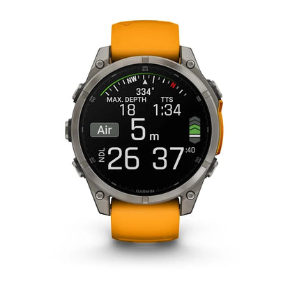 Fenix 8 47mm, AMOLED Sapphire, Titanium with Spark orange/graphite silicone Band