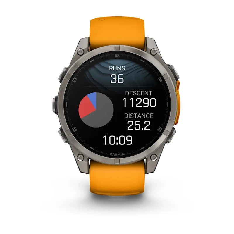 Fenix 8 47mm, AMOLED Sapphire, Titanium with Spark orange/graphite silicone Band