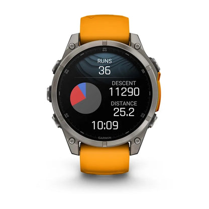 Fenix 8 47mm, AMOLED Sapphire, Titanium with Spark orange/graphite silicone Band