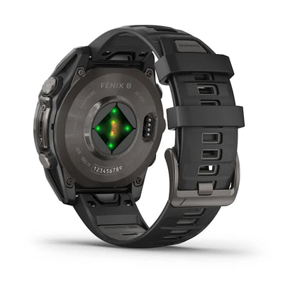 Fenix 8 47mm, AMOLED Sapphire, Carbon grey DLC titanium with Black/pebble grey silicone band