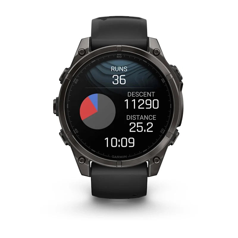 Fenix 8 47mm, AMOLED Sapphire, Carbon grey DLC titanium with Black/pebble grey silicone band