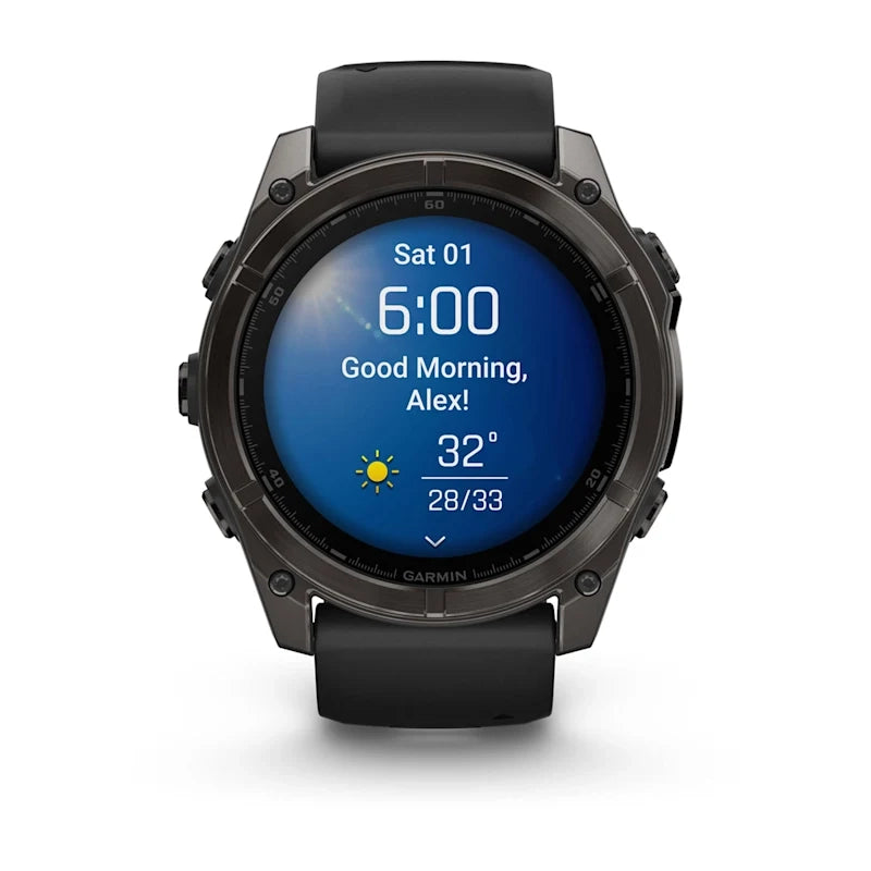 Fenix 8 51mm, AMOLED Sapphire, Carbon grey DLC with Black/pebble grey silicone band