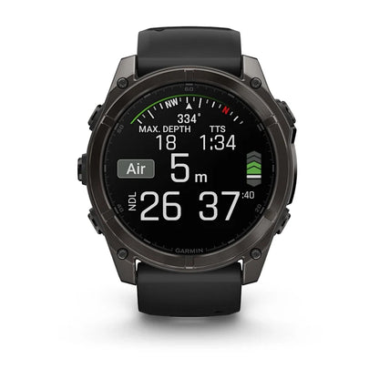 Fenix 8 51mm, AMOLED Sapphire, Carbon grey DLC with Black/pebble grey silicone band