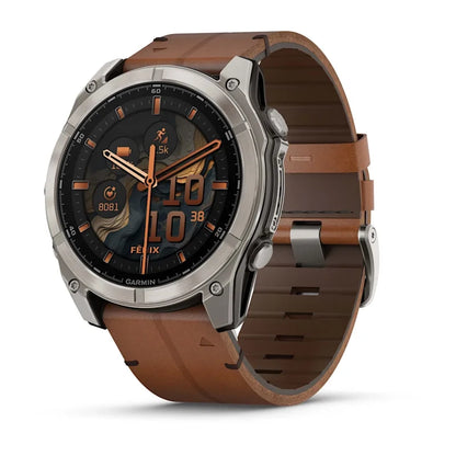 Fenix 8 51mm, AMOLED Sapphire, Titanium with Chestnut Leather Band