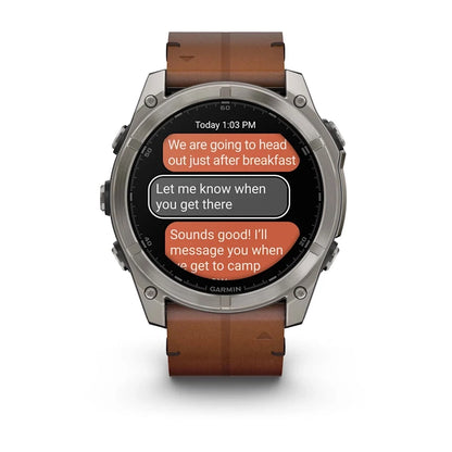 Fenix 8 51mm, AMOLED Sapphire, Titanium with Chestnut Leather Band