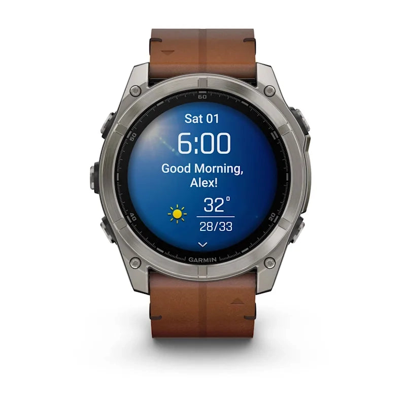 Fenix 8 51mm, AMOLED Sapphire, Titanium with Chestnut Leather Band