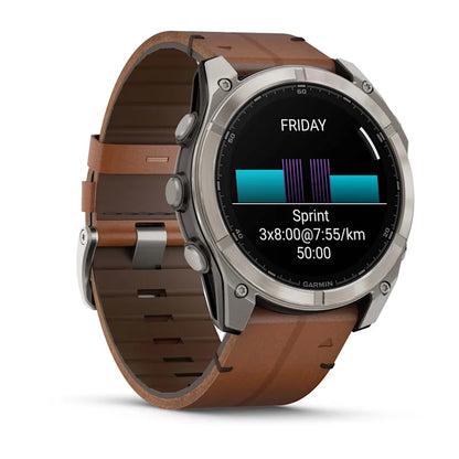 Fenix 8 51mm, AMOLED Sapphire, Titanium with Chestnut Leather Band