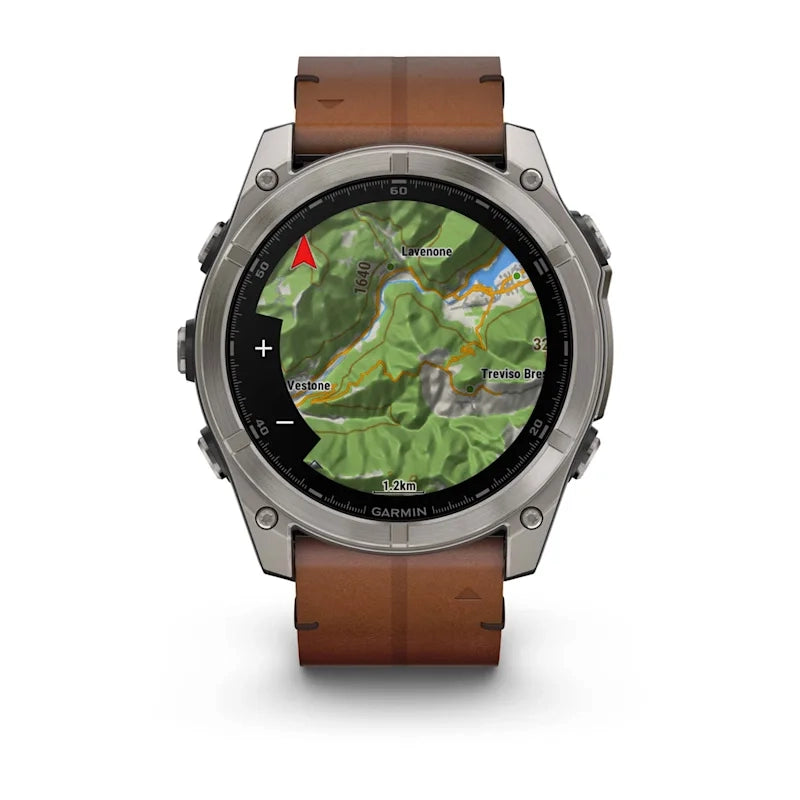 Fenix 8 51mm, AMOLED Sapphire, Titanium with Chestnut Leather Band